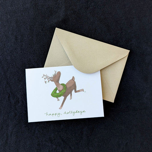 Happy Hollydays - Reindeer Friends - Holiday Card